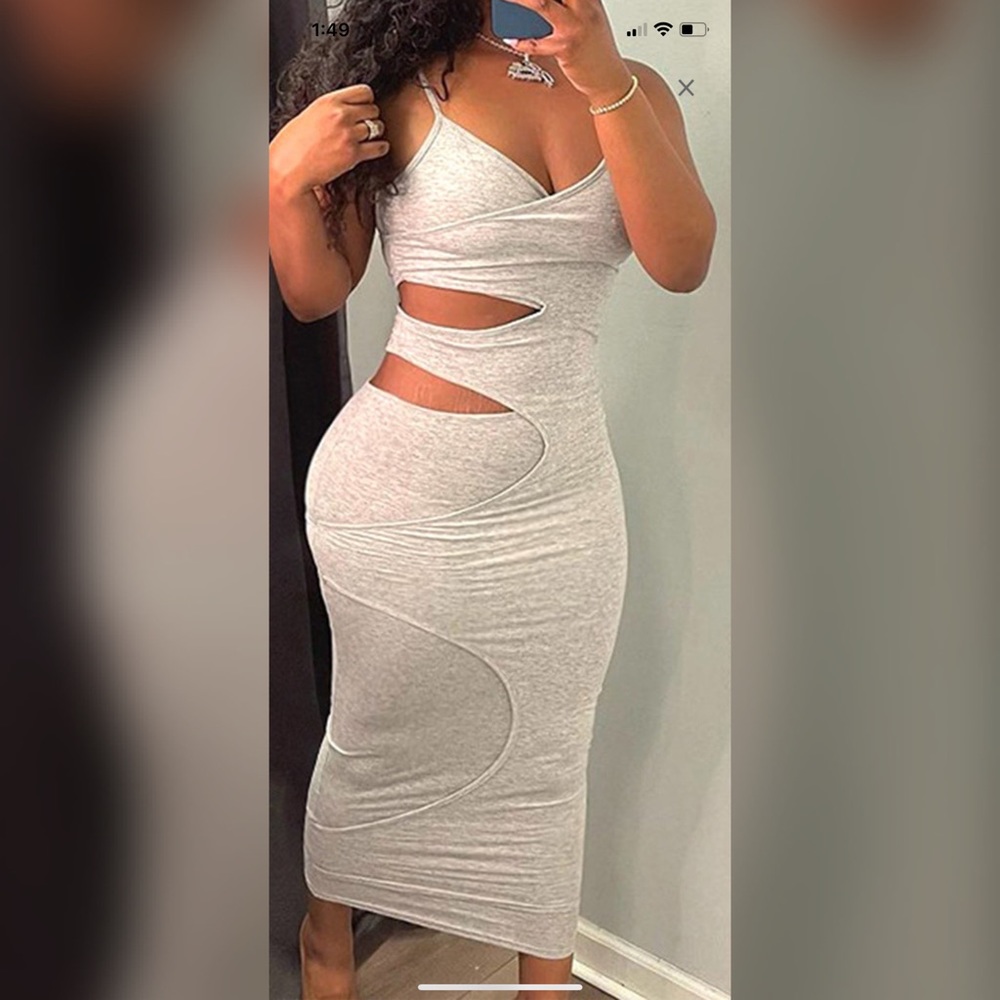 Light Grey Cutout Bodycon Maxi size Medium